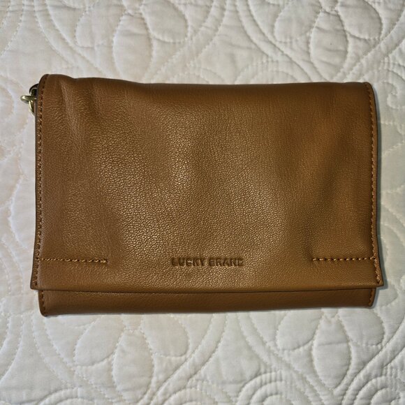 Lucky Brand Light Brown Leather Purse and/or Clutch with Decorative Tassel - Picture 5 of 16